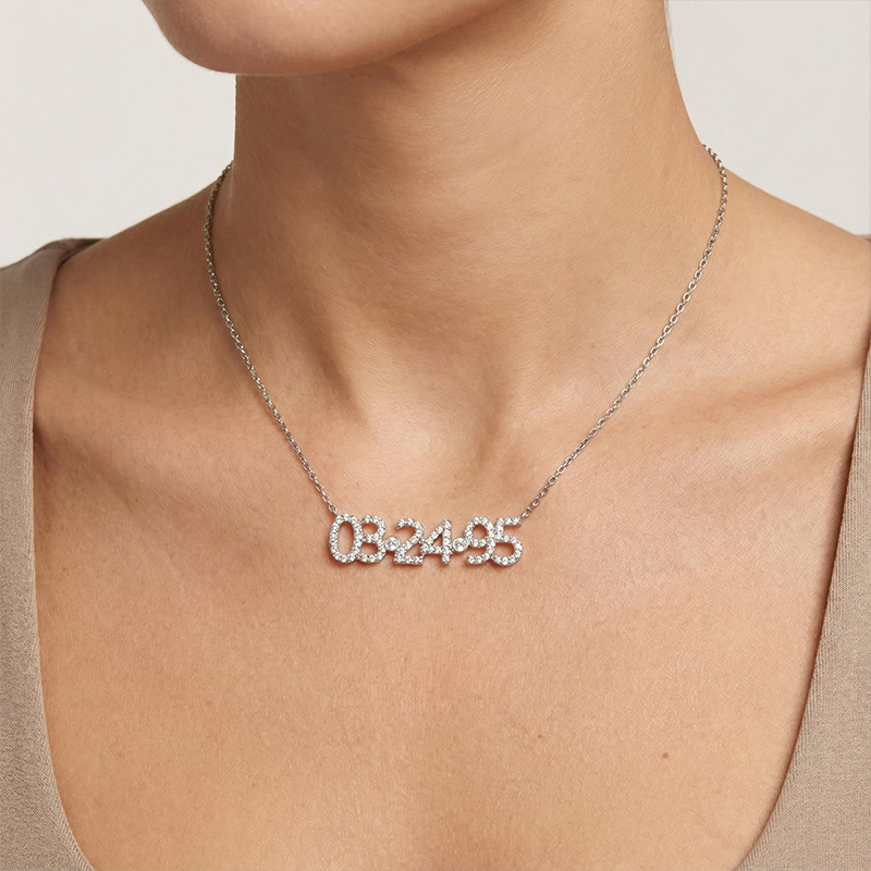 Customized Diamond Number Necklace