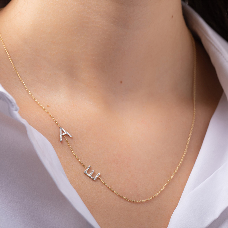 Diamond Multiple Initials Necklace