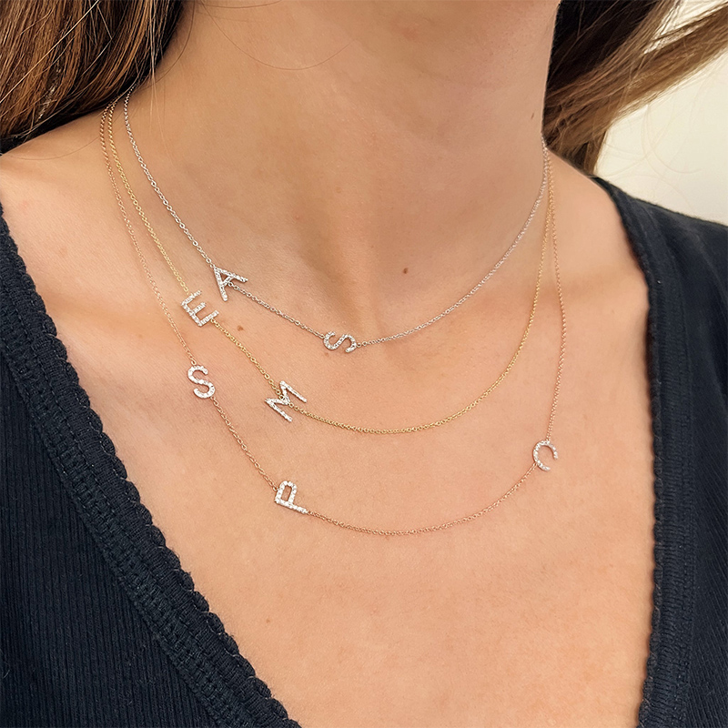 Diamond Multiple Initials Necklace