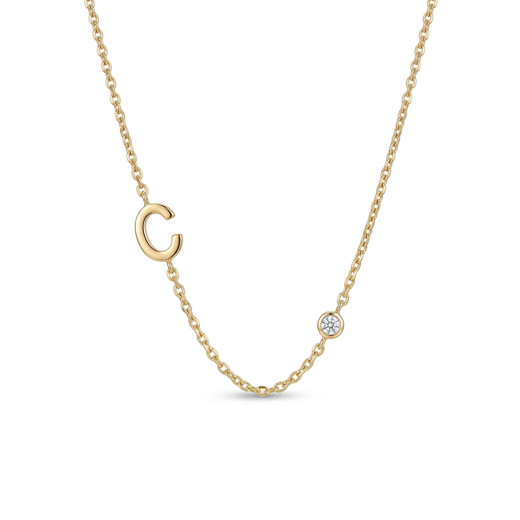 Initial and Birthstone Necklace