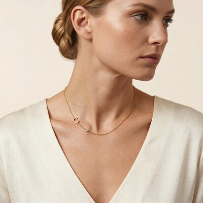 Initial and Birthstone Necklace