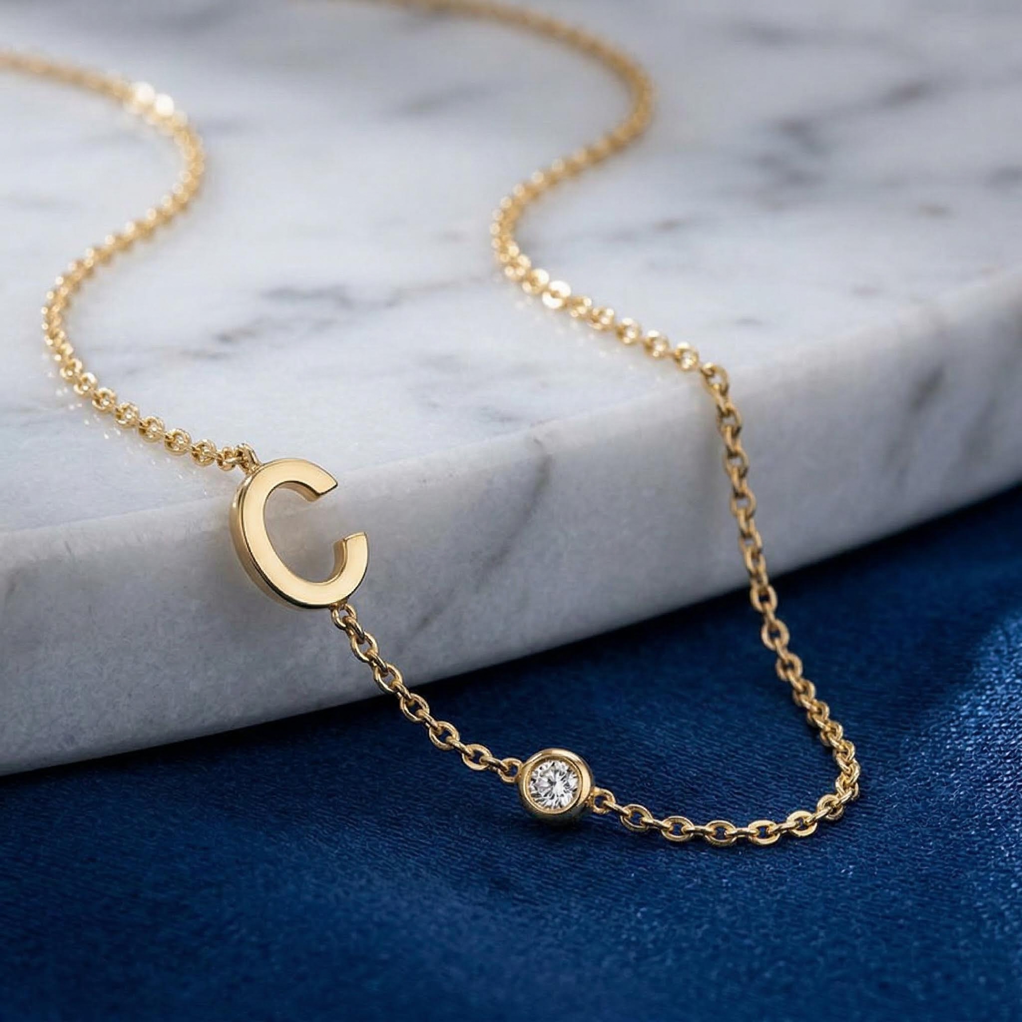 Initial and Birthstone Necklace