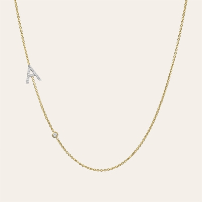 Diamond Initial and Birthstone Necklace