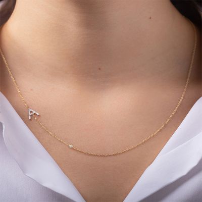 Diamond Initial and Birthstone Necklace