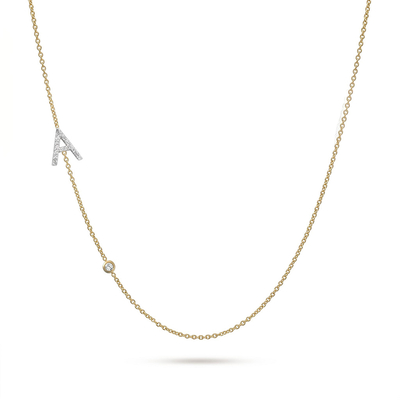 Diamond Initial and Birthstone Necklace