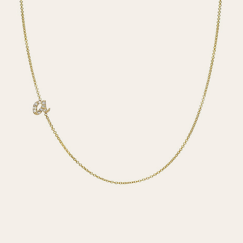 Mini Diamond Script Initial Necklace