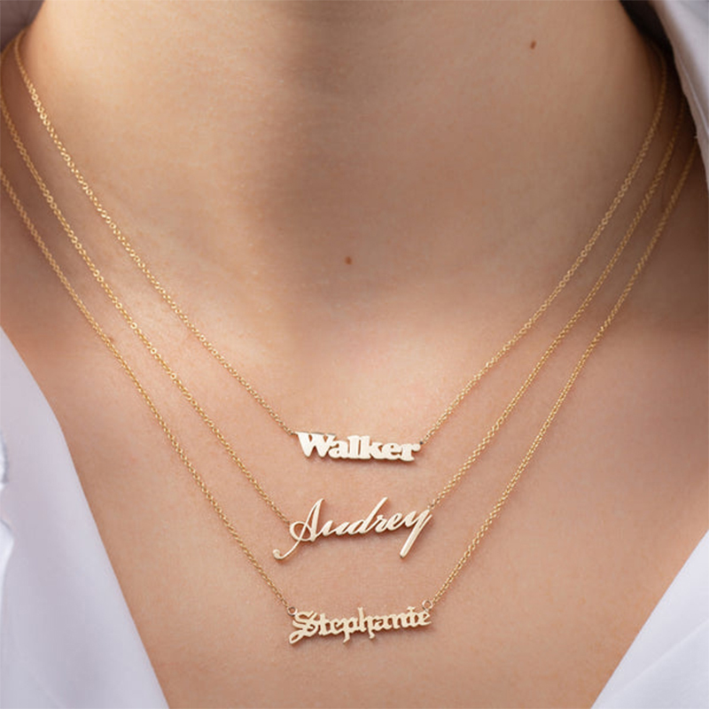 Customized Block Name Necklace