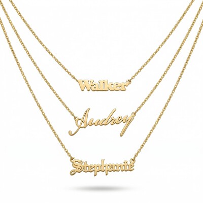 Customized Block Name Necklace