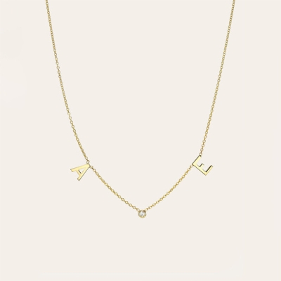 Space Initial and Diamond Bezel Necklace