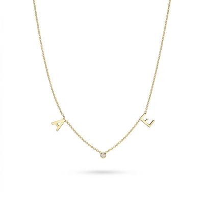 Space Initial and Diamond Bezel Necklace