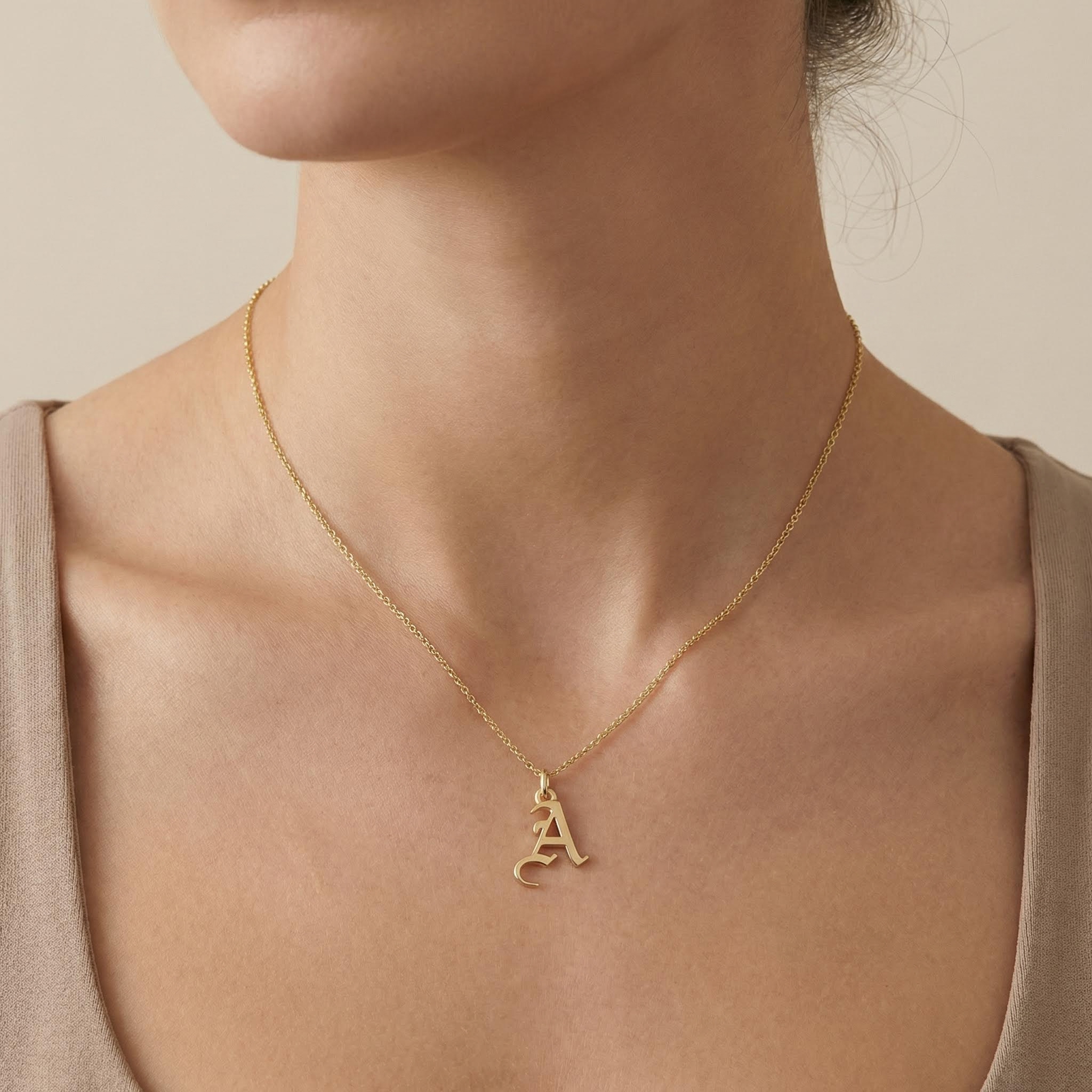 Gothic Initial Necklace