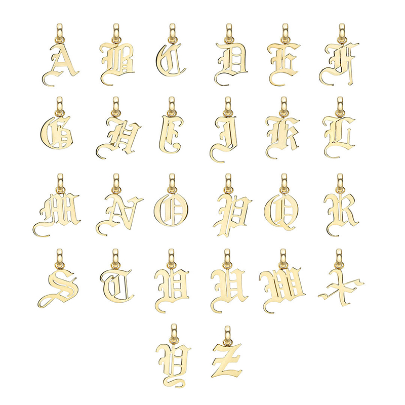 Gothic Diamond Initial Necklace