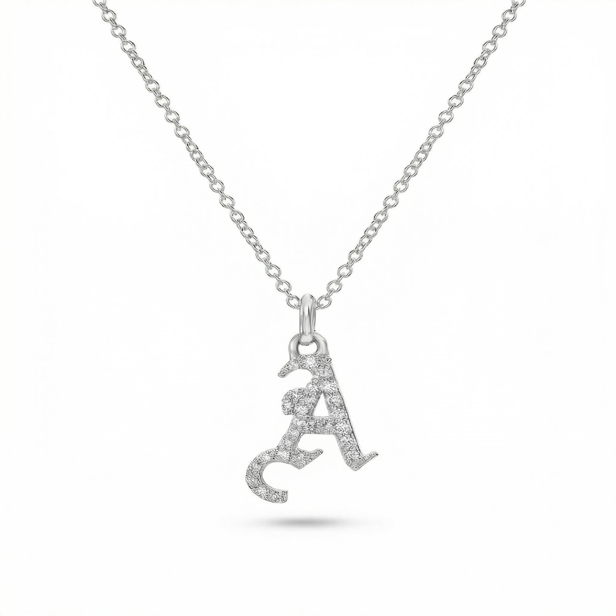 Gothic Diamond Initial Necklace Gothic Diamond Initial Necklace