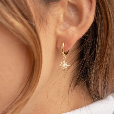 Trending Opal Star Charm Huggie Earrings