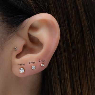 Four Prong Round Cut Stud Earrings