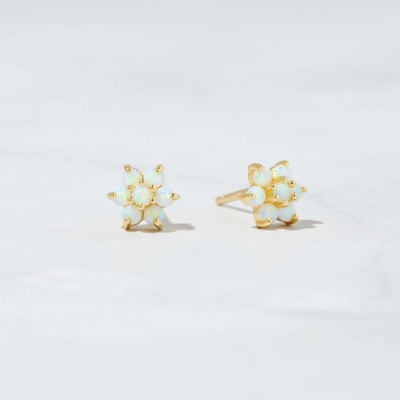 Flower opal stud earrings
