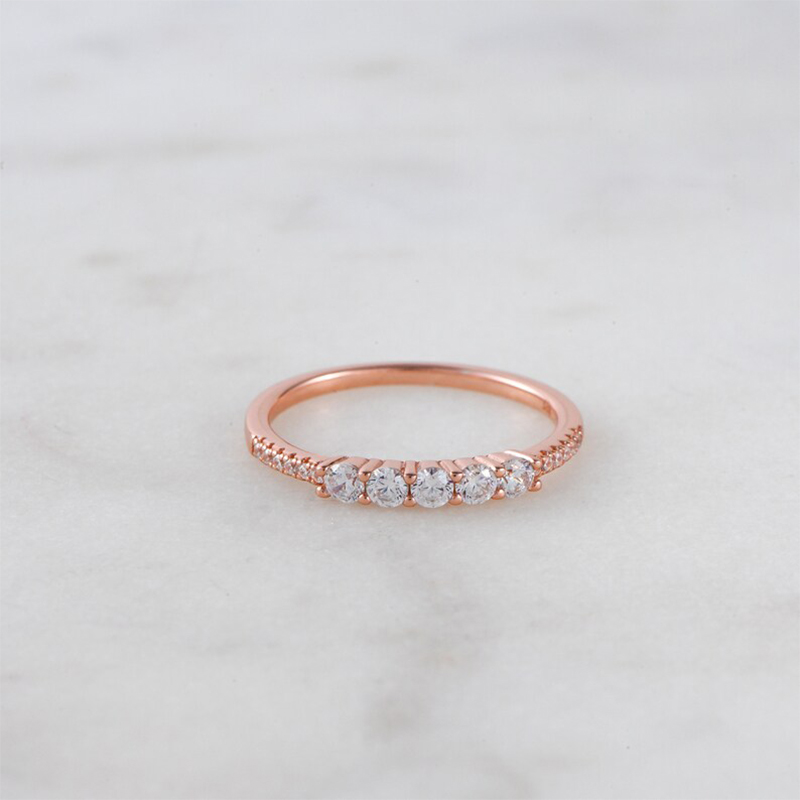 Five Stone Round Cut Stacking Ring