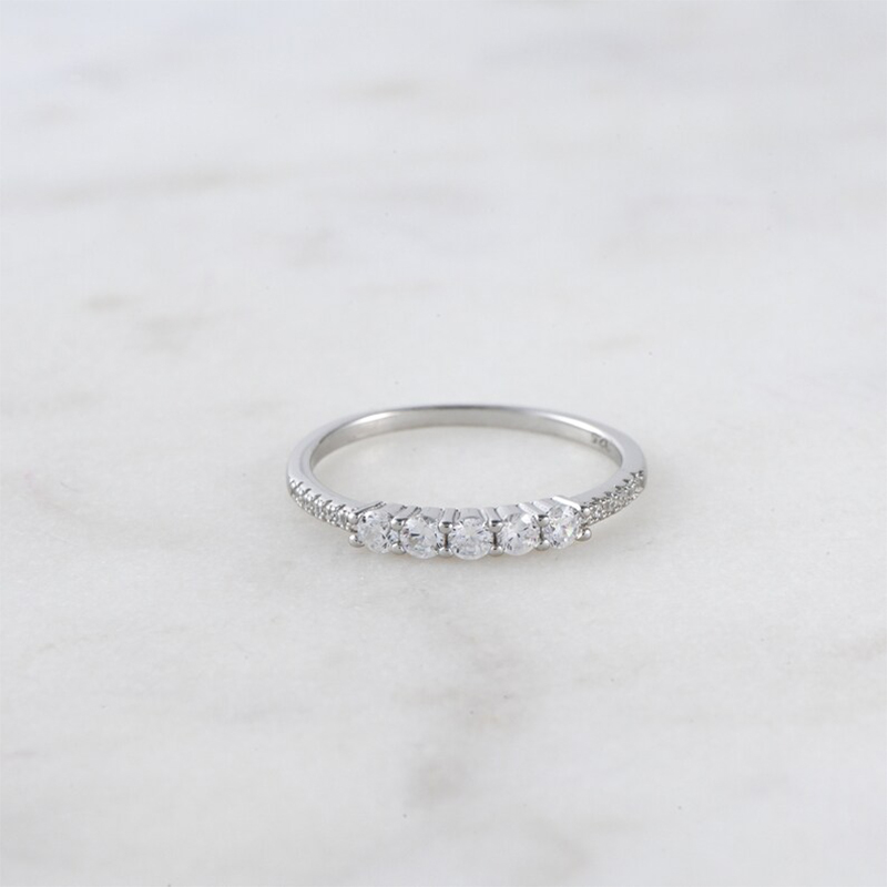 Five Stone Round Cut Stacking Ring