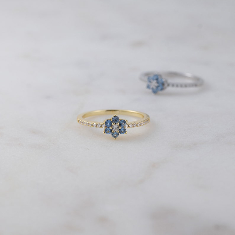 Aquamarine Flower Dainty Ring