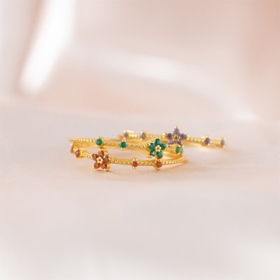 Colourful Tiny Flower Stacking Ring