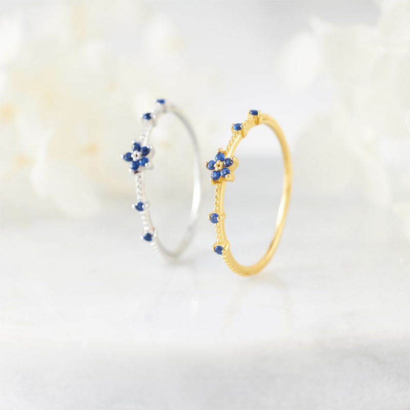 Colourful Tiny Flower Stacking Rings