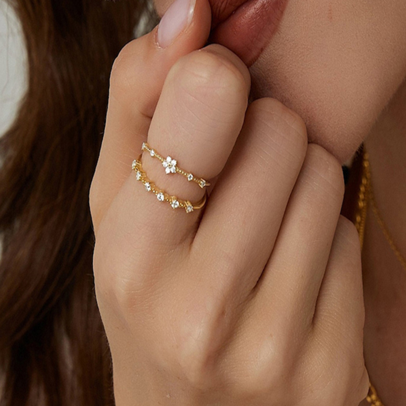 Colourful Tiny Flower Stacking Ring