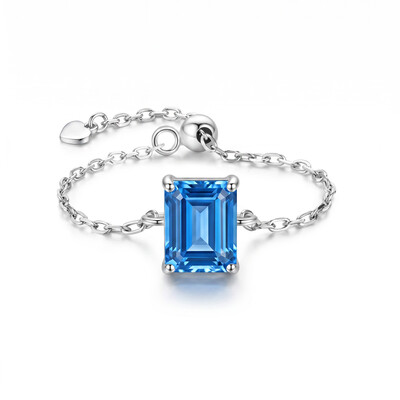 Solitaire Baguette Cut Adjustable Chain Ring