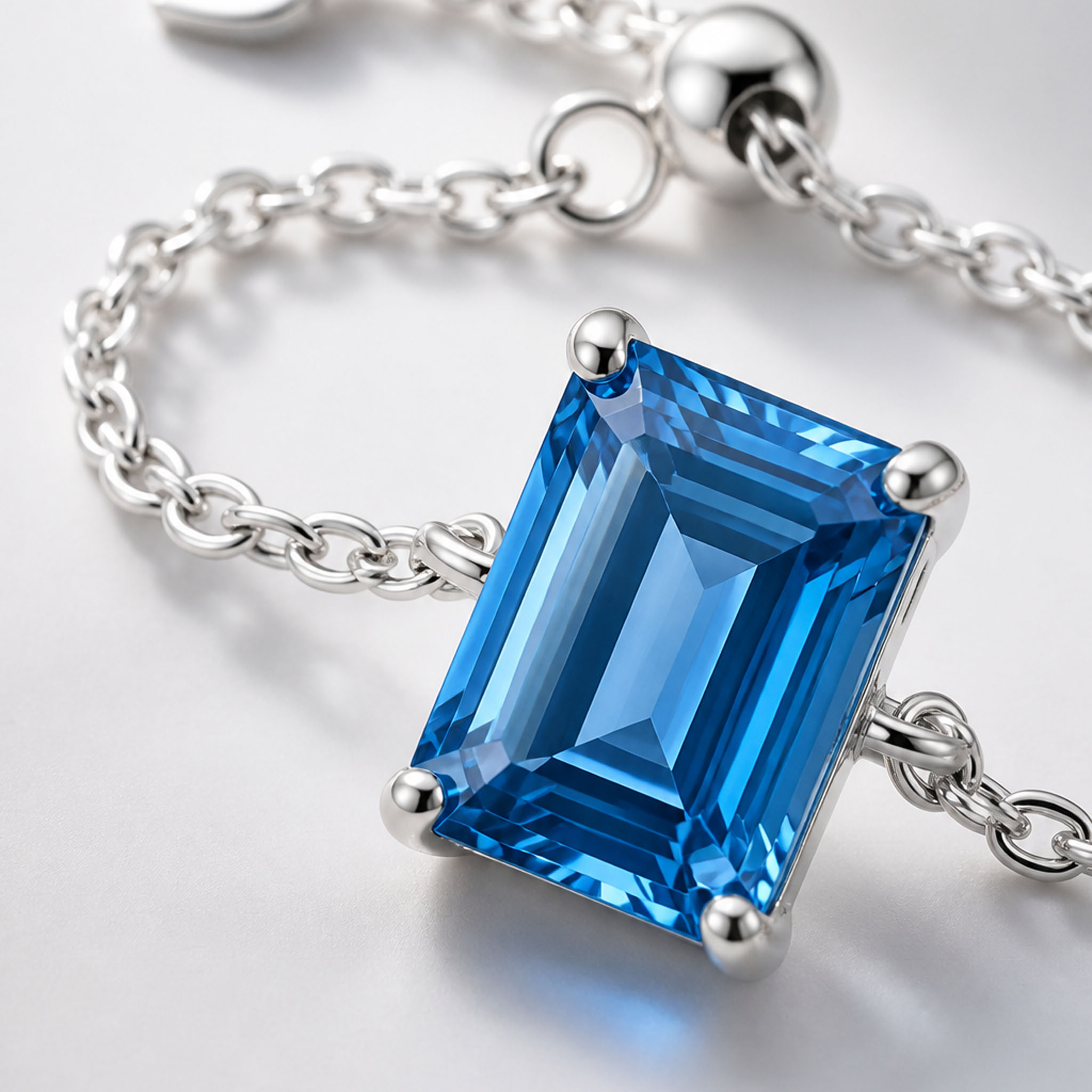 Solitaire Baguette Cut Adjustable Chain Ring Solitaire Baguette Cut Adjustable Chain Ring