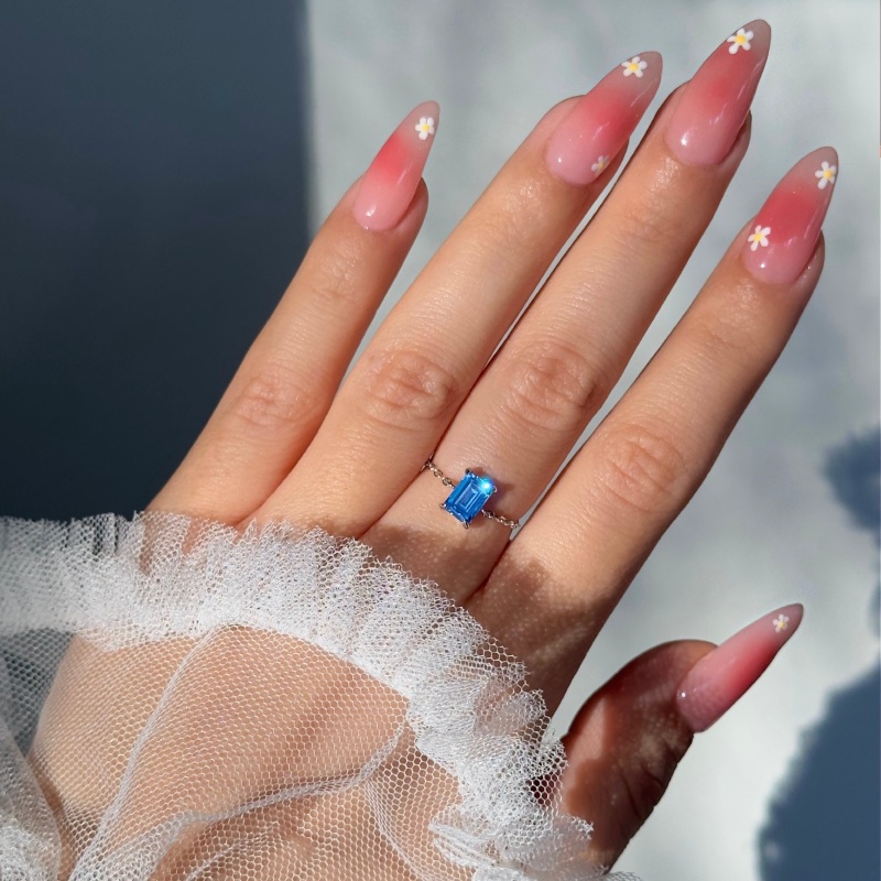 Solitaire Baguette Cut Adjustable Chain Ring Solitaire Baguette Cut Adjustable Chain Ring