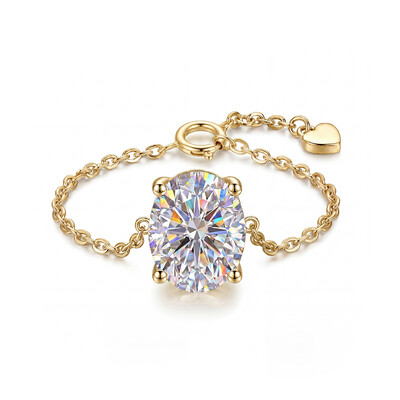 Solitaire Oval Cut Adjustable Chain Ring