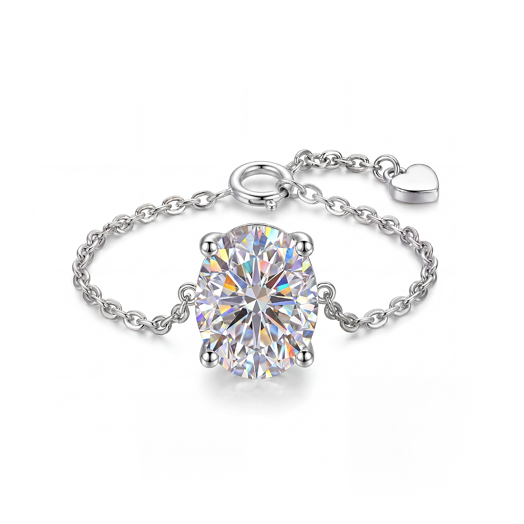 Solitaire Oval Cut Adjustable Chain Ring