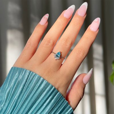 Aquamarine Adjustable Chain Ring