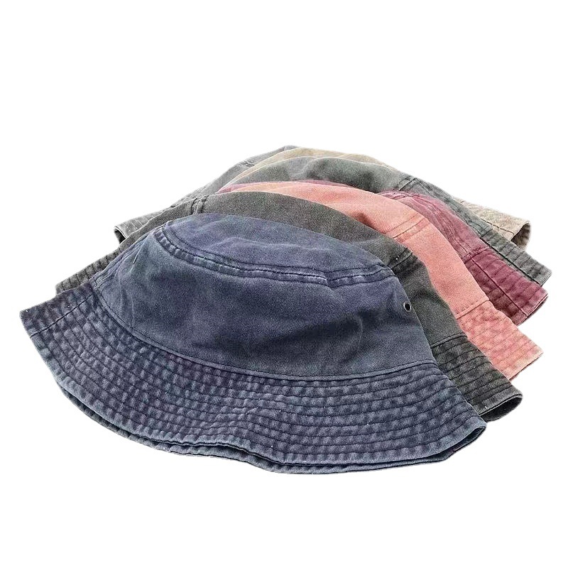 Washed Multicolor Denim Bucket Hat