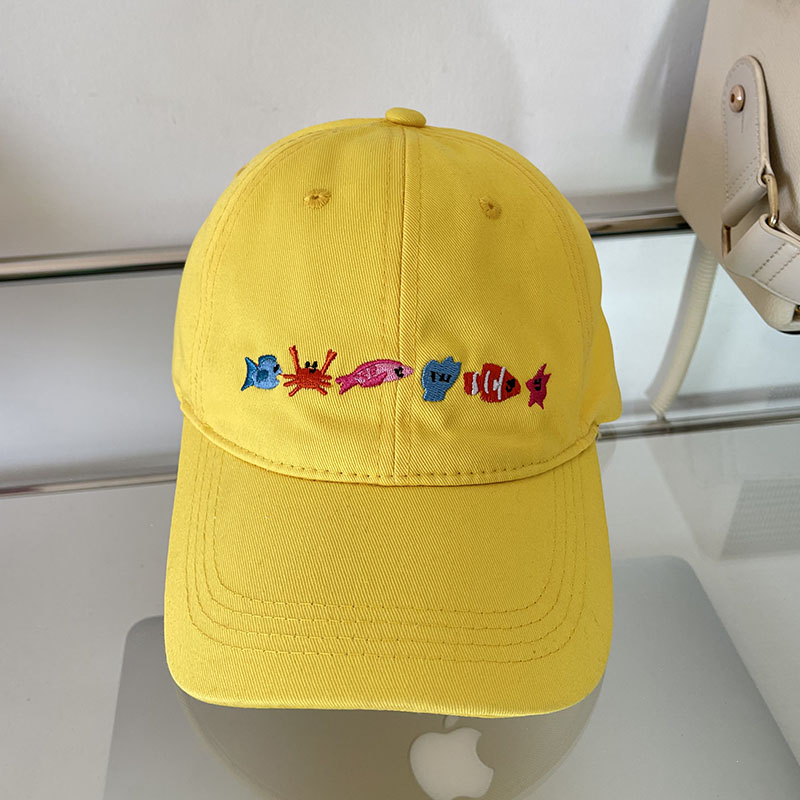 Multicolor Cartoon Embroidered Washed Distressed Baseball Cap