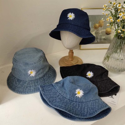Trendy Daisy Flower Denim Bucket Hat