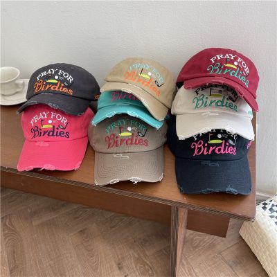 Multicolor Trendy Golf Embroidered Distressed Baseball Cap