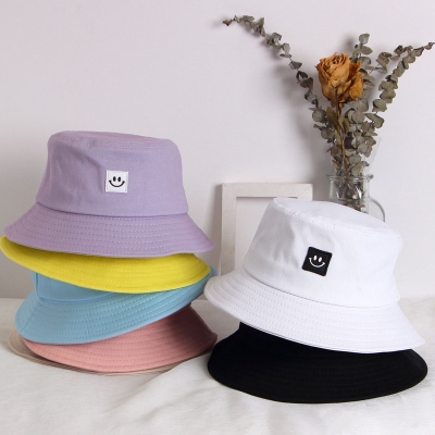 Multicolor Patch Embroidered Smiley Bucket Hat