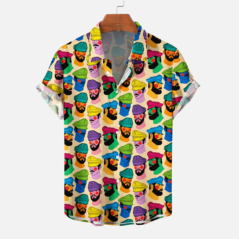 Funny Colorful People Print Hawaiian Shirt