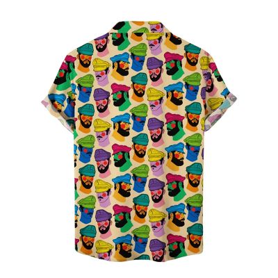 Funny Colorful People Print Hawaiian Shirt