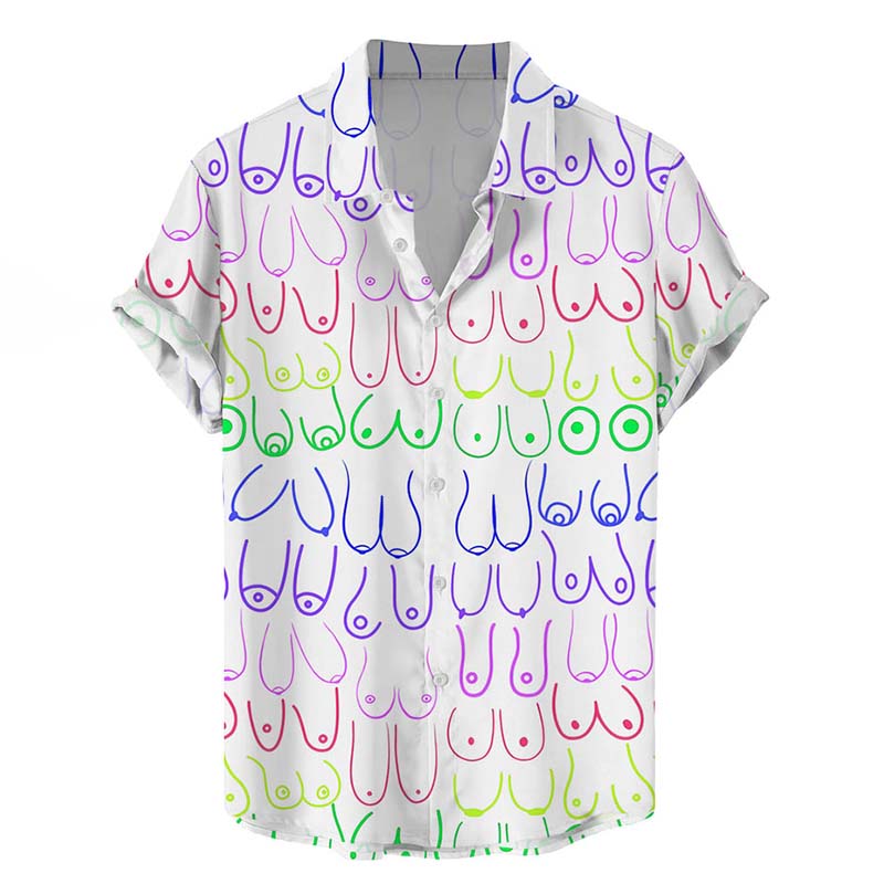 Colorful Various Shapes Of Boobs Print Casual Short Shirt