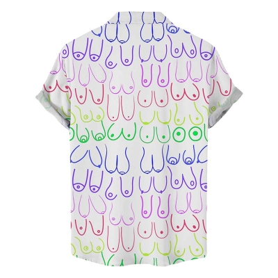 Colorful Various Shapes Of Boobs Print Casual Short Shirt
