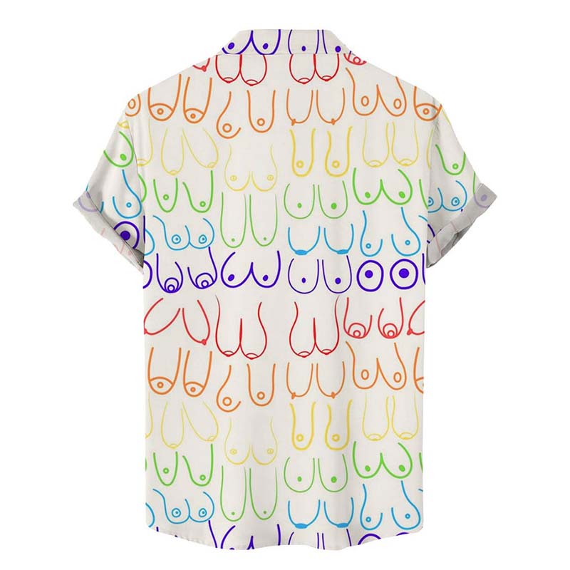 Colorful Various Shapes Of Boobs Print Casual Short Shirt