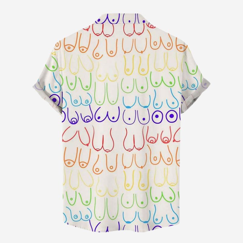 Colorful Various Shapes Of Boobs Print Casual Short Shirt