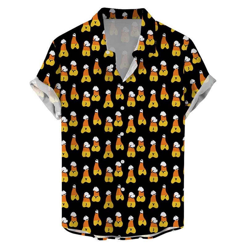 Fun Beer Cocks Print Casual Short Sleeve Shirt