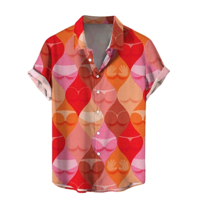 Fun Colorful Butts Print Hawaiian Shirt