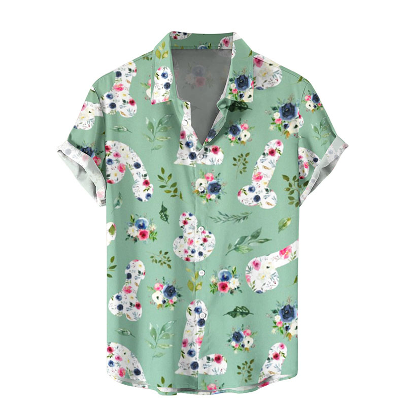 Funny Floral Cocks Art Hawaiian Shirt