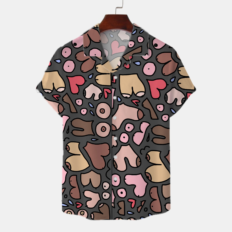 Funny Chest Print Hawaiian Shirt