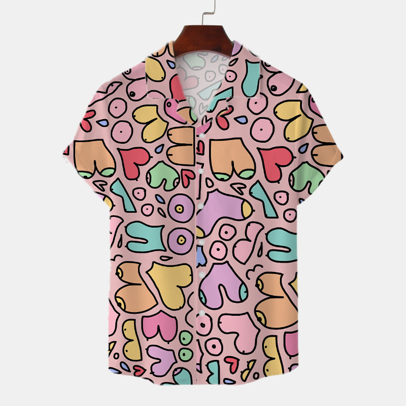 Funny Chest Print Hawaiian Shirt