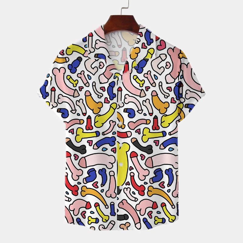 Fun Cocks Print Printed Hawaiian Shirt