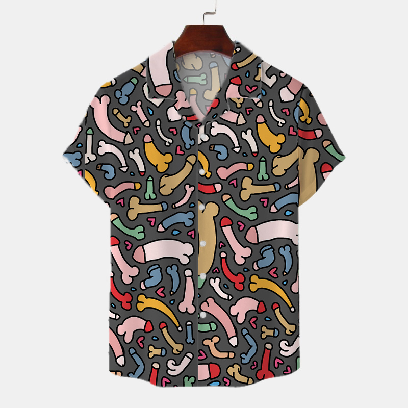 Fun Cocks Print Printed Hawaiian Shirt